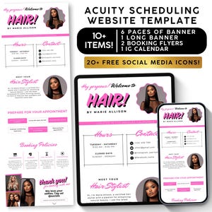 Acuity Scheduling Template Hair Stylist, Pink Acuity Template, Esthetician Booking Site, Hair Lash Tech Website, Branding Kit, Nail Braid