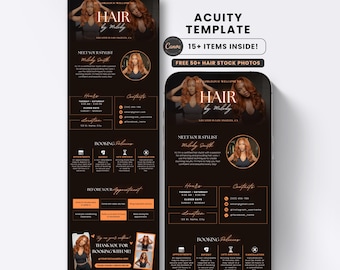 Hair Acuity Scheduling Booking Website Orange Halloween Template Luxury Square Landing Page Design with IG Flyers for Stylist Braiders Wig