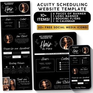 Acuity Scheduling Template Hair Stylist, Lash Nail Tech Hair Website, Lash Acuity Booking Site, Esthetician Website, Braid Tech, Canva Flyer