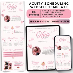 Acuity Scheduling Template Hair Stylist, Pink Acuity Template No Pro, Branding Kit, Hair Lash Tech Website, Esthetician Nail Braid Salon