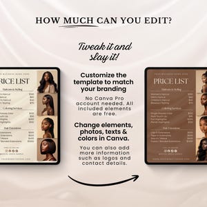 Editable Pricelist Template Flyer Special Deals Beauty Salon Pricelist Menu Flyer for Hair Wig Braids Extension Nail Lash Esthetician Luxury image 2