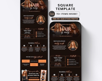 Halloween Hair Square Booking Site Template Orange Canva Editable Square Appointments Black IG Posts Luxury Modern for Stylist Braider Wig
