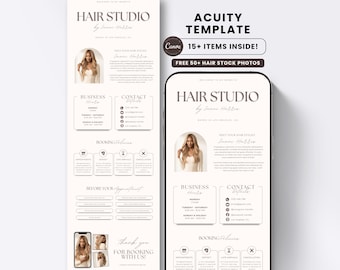 Cream Luxury Hair Acuity Booking Website Template Modern Squarespace Banner Brown Landing Page with IG Post for Stylist Braiders Wig Install