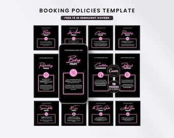 Booking Policies Template Black Pink Luxury Acuity Square Site Refund Payment Policy Instagram Post for Hair Stylist Wig Braid Lash Nail MUA