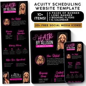 Pink Acuity Scheduling Template Hair Stylist, Booking Site, Hair Website, Hair Branding Kit, Hair Flyer, Esthetician Nail Lash Braid Tech