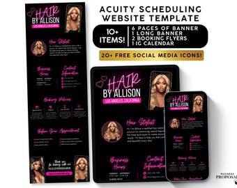 Pink Acuity Scheduling Template Hair Stylist, Booking Site, Hair Website, Hair Branding Kit, Hair Flyer, Esthetician Nail Lash Braid Tech