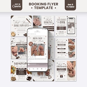 Nail Artist Fall Szn Booking Flyer Template September Books Now Open Gelx Special Sale for Nail Artist Client IG Social Media Post Marketing