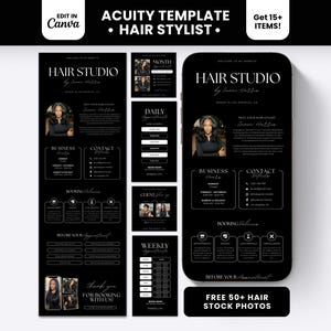 Black Hair Stylist Acuity Template Booking Luxury Website Square Banner Hair Tech Instagram Post Flyer Braider Tech Extensions Wig Flyer DIY