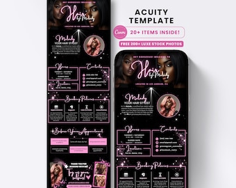 Acuity Scheduling Template Hair Stylist, Pink Acuity Template, Booking Site, Branding Kit, Booking Flyer, Nail Lash Tech Hair Website Page