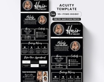 Acuity Scheduling Template Hair Stylist Black and White, Booking Site, Branding Kit, Hair Website, Lash Nail Braid Tech Esthetician Canva