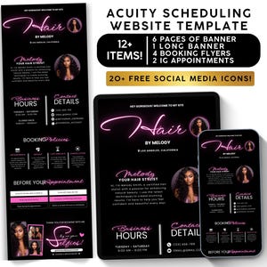 Acuity Scheduling Template Hair Stylist, Pink Black Acuity Template, Canva Booking Site, Branding Kit, Lash Nail Tech Wig Braid Esthetician