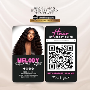Hair Stylist Lash Nail Visitenkarten Template, Instagram Visitenkarte, Social Media QR Code, Branding Kit, Acuity Scheduling, Buchung Flyer