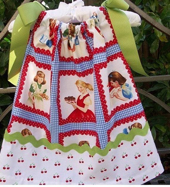 Items similar to Pretty as Pie Retro Pillowcase Toddler Dress etsykids