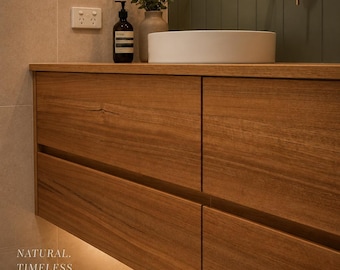 Victorian Ash Floating Vanity 1200mm | Solid Timber 2 Drawer Vanity