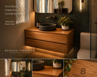 Victorian Ash Floating Vanity 1500mm | Solid Timber 4 Drawer Vanity