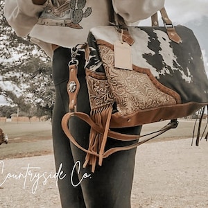 Laramie Cowhide Tooled Leather Concealed Carry Shoulder Bag, Purse - Limited Edition