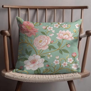 Floral Throw Pillow, Decorative Cushion, Flower Pattern Pillow, Couch Accessory, Home Decor Pillow, Vintage Floral Cushion