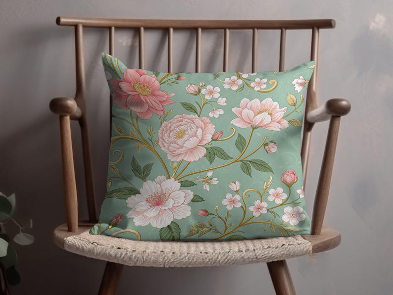 Floral Throw Pillow, Decorative Cushion, Flower Pattern Pillow, Couch Accessory, Home Decor Pillow, Vintage Floral Cushion