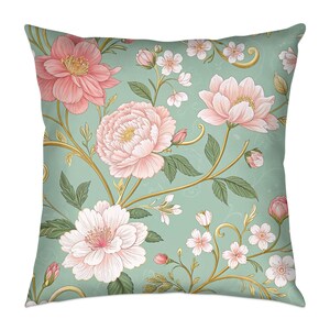 Floral Throw Pillow, Decorative Cushion Cover, Flower Print Pillow, Home Decor Pillow, Living Room Accent Pillow, Sofa Pillow