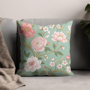 Floral Throw Pillow, Decorative Cushion, Elegant Home Decor, Flower Print Pillow, Living Room Accent, Gift Idea, Cozy Sofa Pillow
