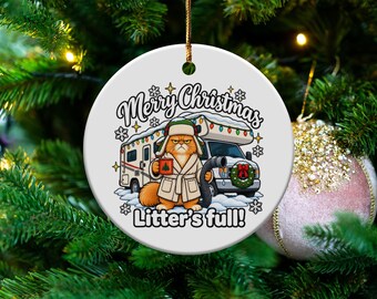 Funny Grumpy Cat Christmas Ornament, RV Camper Gag Gift (Ceramic)