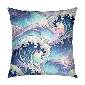 Celestial Wave Throw Pillow: Ocean Galaxy Home Decor