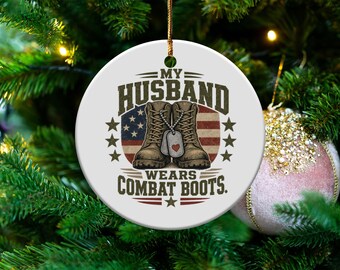 Military Husband Ornament | Combat Boots American Flag Patriotic Decor