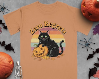 Black Cat Pumpkin Retro Halloween T-Shirt | Spooky Season Graphic Tee