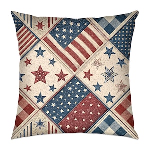 American Flag Pillow: Patriotic Stars & Stripes Patchwork Décor