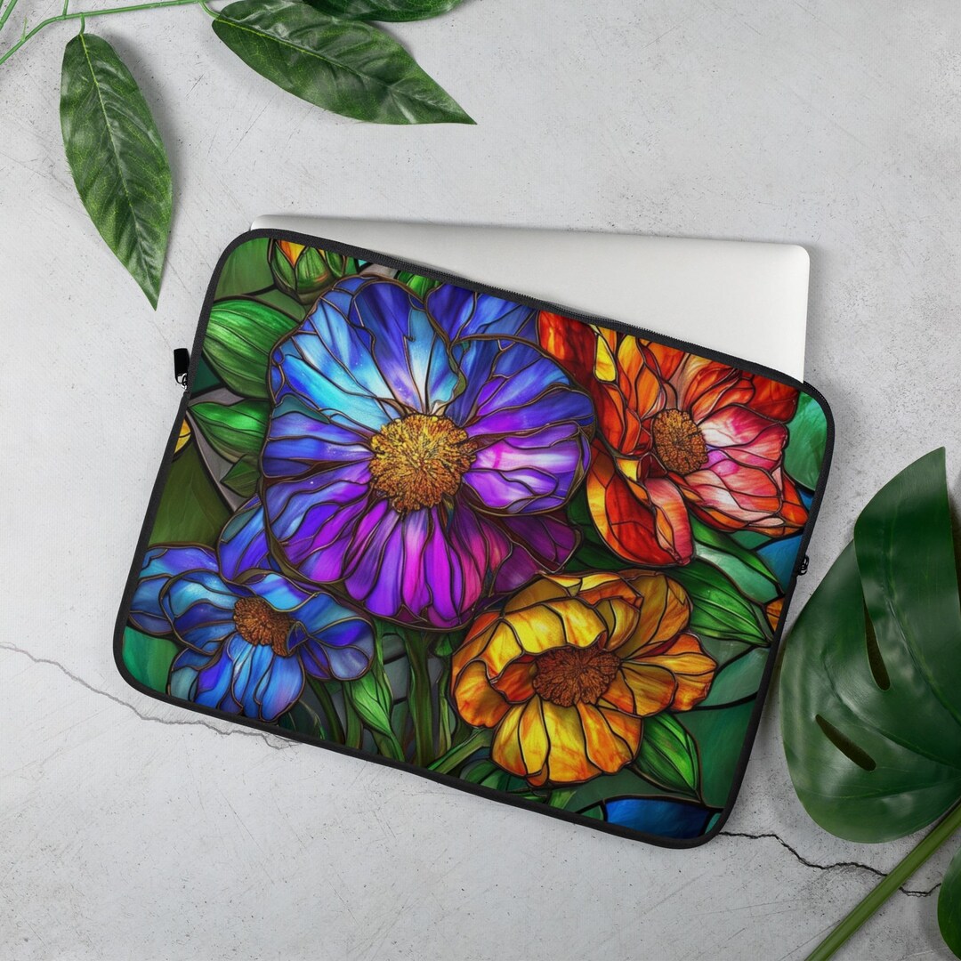 Colorful Floral Laptop Sleeve, Protective Laptop Case, Vibrant Flower ...