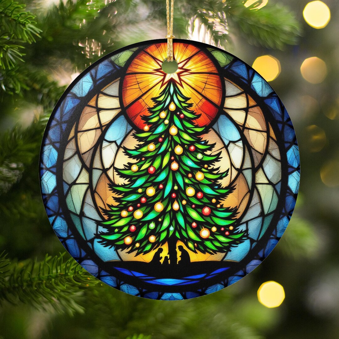 Nativity Scene Christmas Tree Ornament: Stained Glass Style Ceramic - Etsy
