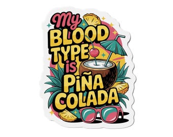 Pina Colada Die-Cut Magnet, Funny Fridge Decor, Cocktail Gift