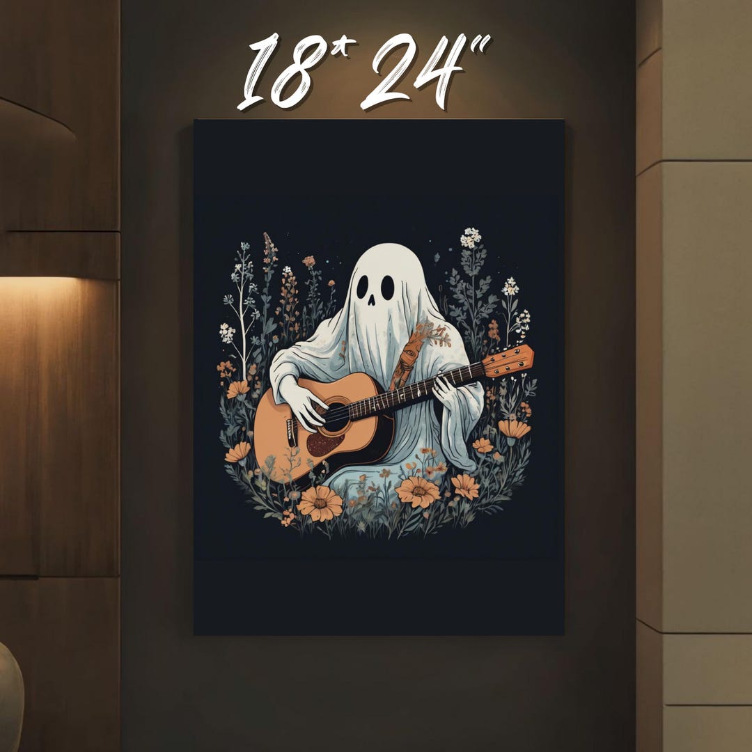 Cute Ghost Wall Art Halloween Printable Spooky Fall Floral Art Print ...
