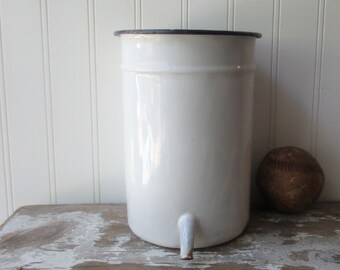 Vintage enamelware planter jug pitcher pot vase enamel ware graniteware hospital medical container farmhouse decor
