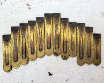 12 brass pump organ reeds,  antique vintage musical instrument parts, Steampunk Jewelry art supply MB