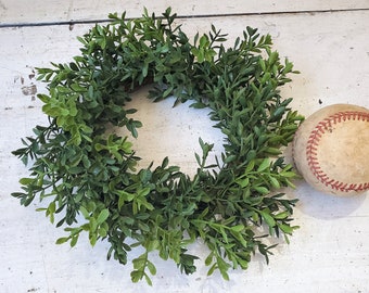 8" faux boxwood candle ring wreath ,  Floral arranging supply , artificial plastic wedding greenery 4.5 inch center