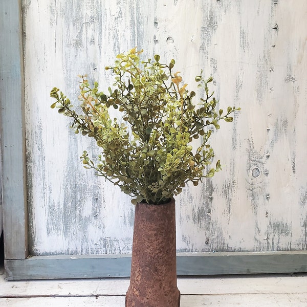 Artificial greenery bush, baby grass floral pick, 12" plastic fake plant spray Farmhouse decor