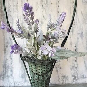 Lavender and succulent bush pick spray ,  floral arranging supply ,  artificial fake silk flowers , faux greenery