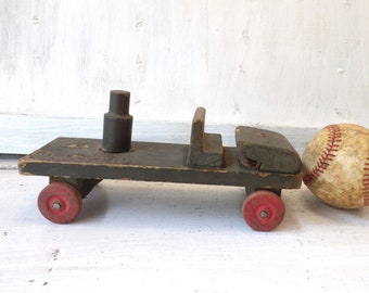 Vintage wooden truck , handmade toy  flatbed, primitive farmhouse decor