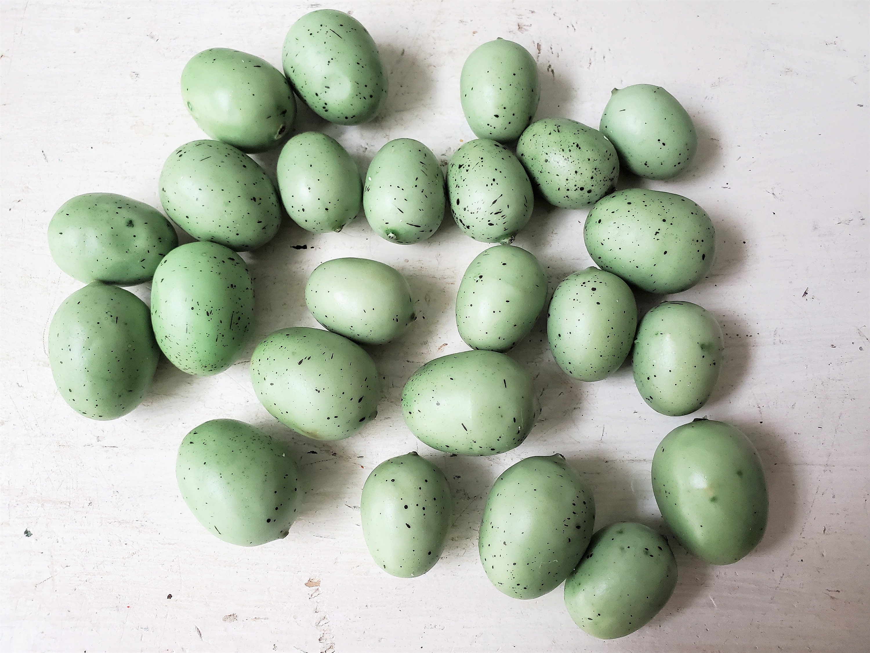 24 artificial bird eggs small speckled aqua blue green foam Etsy