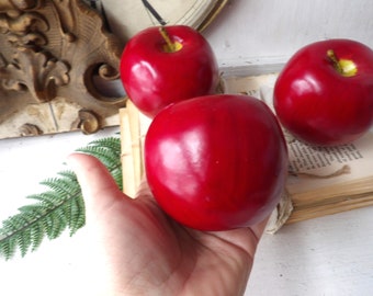 3 artificial red apples , Foam 3 inch , fake fruit Red Delicious Gala group of 3