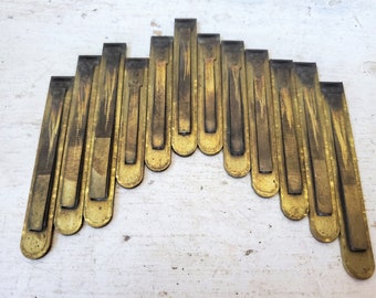 Antique  brass pump organ reeds,  group of 12 , vintage musical instrument parts, Steampunk Jewelry art supply LB