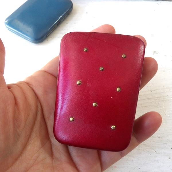 Vintage Princess Gardner Key  Case . Red leather caddy with gold tone studs , Midcentury accessory