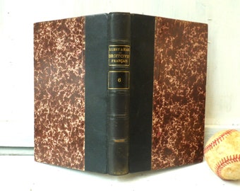 Antique French law book , Aubry & Rau Droit Civil Francais 6, Paris 1920 leather spine wine, pink marbled cover