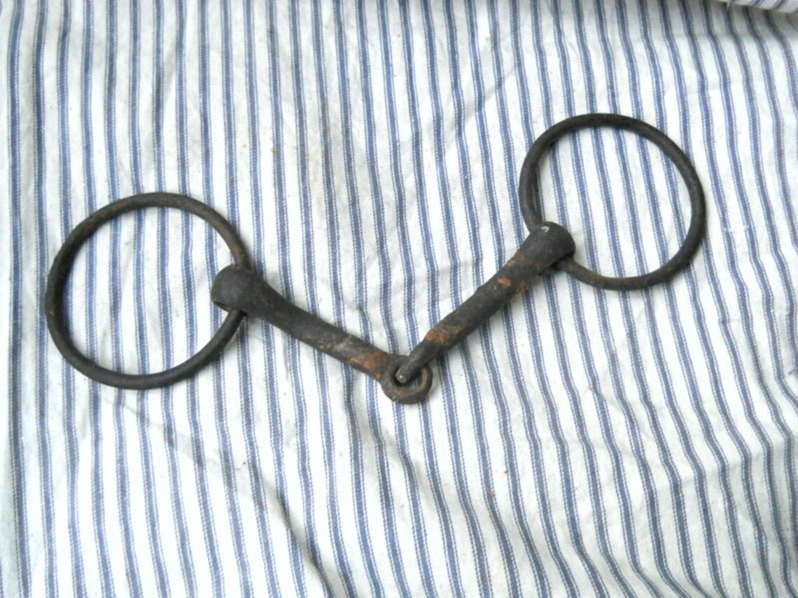 Vintage Horse bit snaffle bit split bit Equestrian tack rusty Etsy