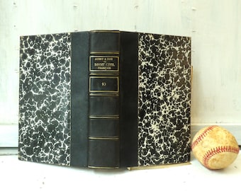 Antique French law book , Jurisprudence Normande Cours D'Appel De Caen Et Rouen leatherette spine black marbled cover 1902
