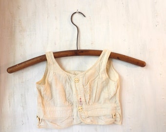 Antique child's shirt waist, chemise undershirt pantywaist , Farmhouse Primitive decor NO HANGER