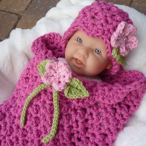 Instant Download PDF Flower Girl Crochet Pattern Quick and Easy Newborn Cocoon and Hat image 2