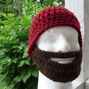 Instant Download Digital File PATTERN Adult Crochet Beard Hat Pattern