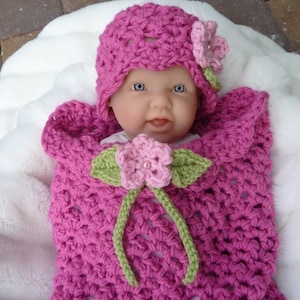 Instant Download PDF Flower Girl Crochet Pattern Quick and Easy Newborn Cocoon and Hat image 1